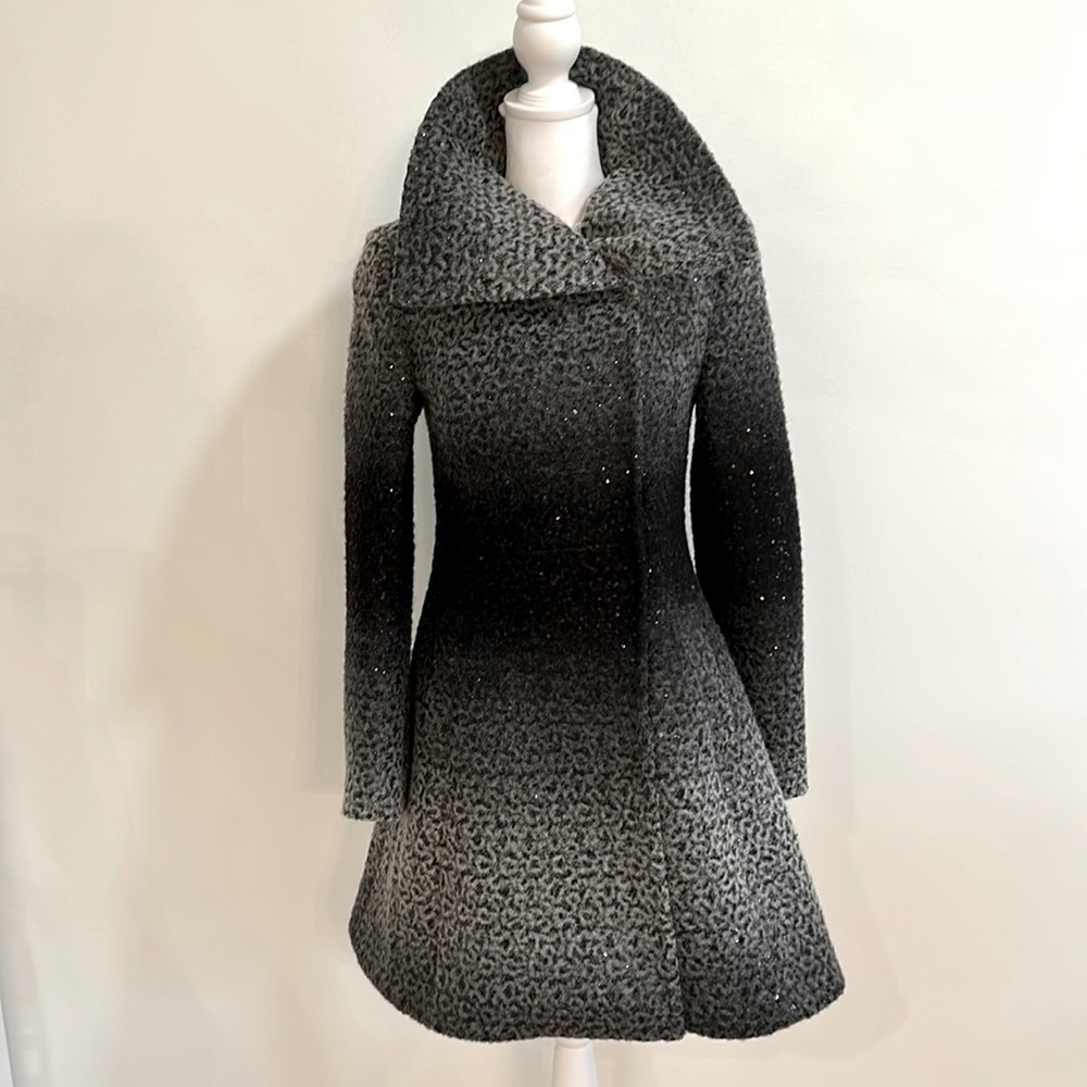 Alice & Olivia ombre wool ALine coat with sequin detail